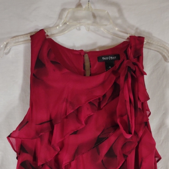 White House | Black Market Red Rose Waterfall Style Sleeveless Dress - Sz. M - Picture 4 of 16
